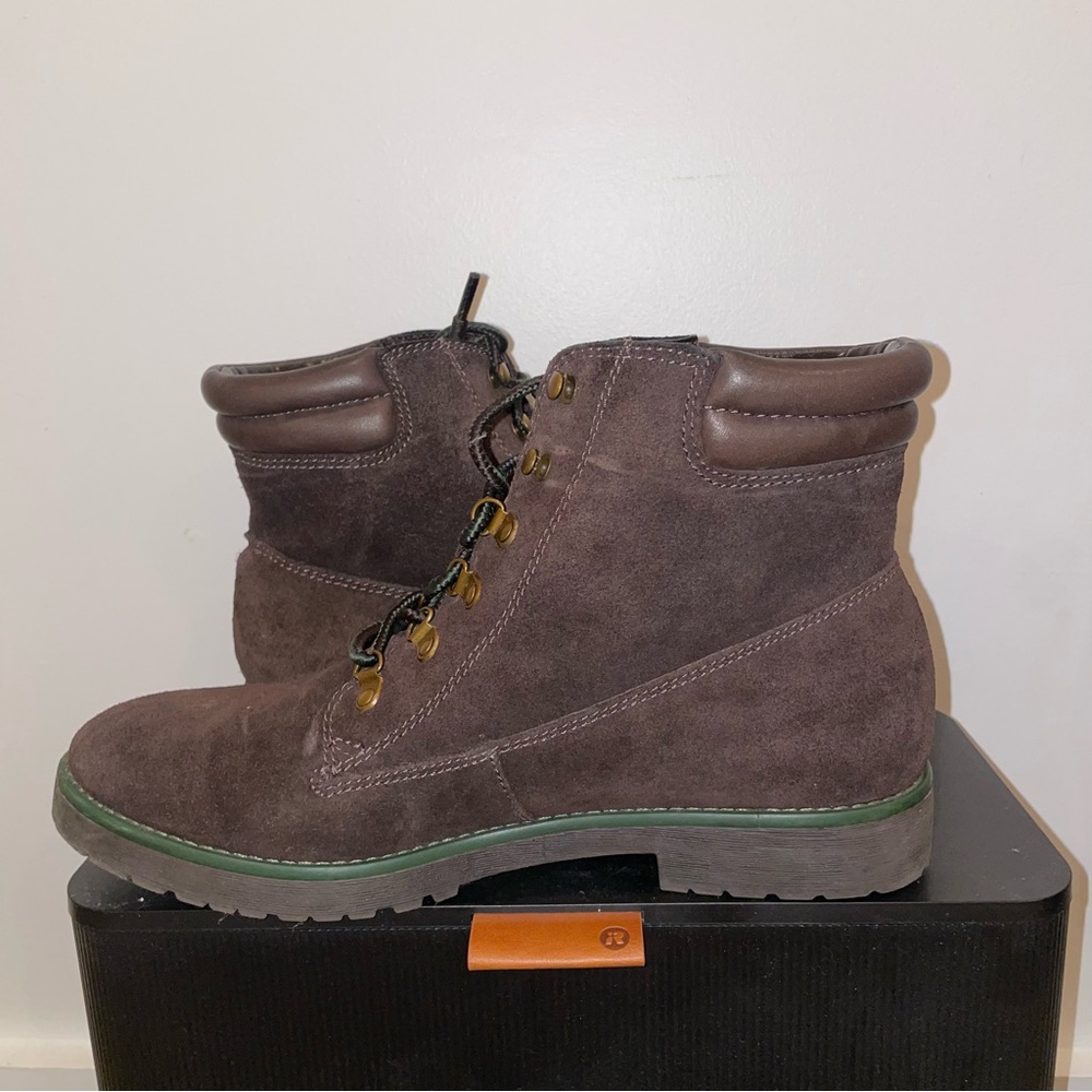 Brown Suede Lace-Up Boots